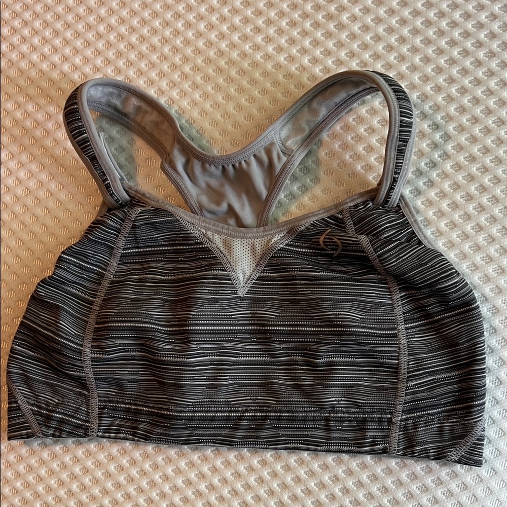 Brooks Black and Gray Stripes and Xs Sports Bra, 38C